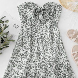 NWT ZAFUL Tie Front Leaves Print Tube Dress